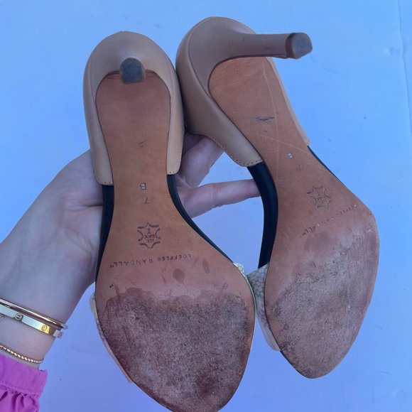 Loeffler Randall Charlotte D’Orsay Peep-Toed Buff White Snake Design Heels Pumps - Picture 8 of 10